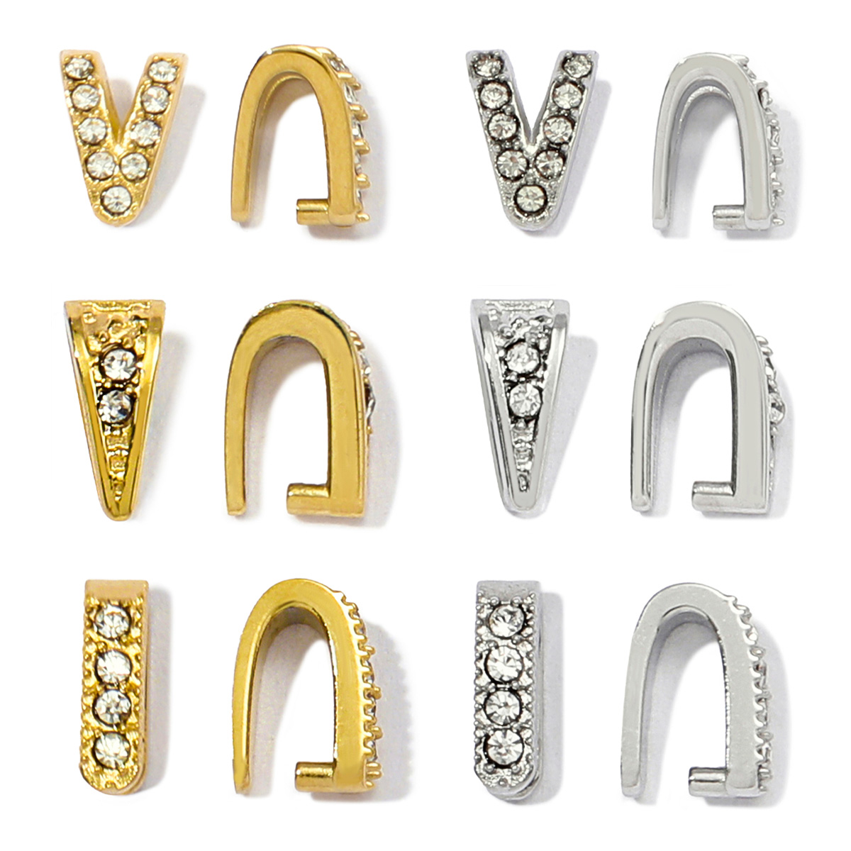 Jewelry Making Materials - 5Pcs/Lot Stainless Steel Clips Clasps Rhinestone