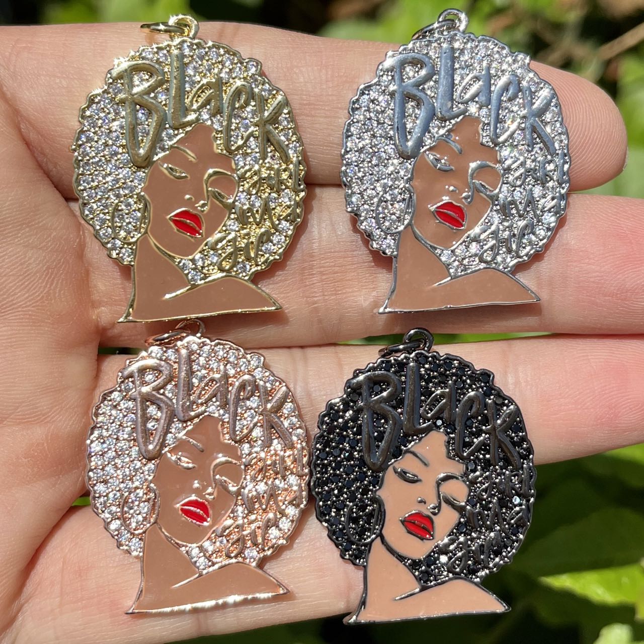 5Pcs Zirconia Paved Black Girl - Jewelry Making History review and price